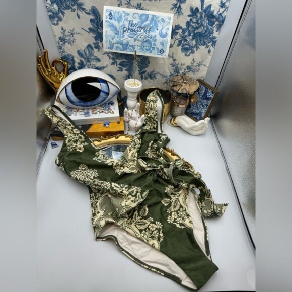 🆕 ZIMMERMANN 🧿 NWT Separates Floral Wrap Tie 1PC - Khaki/Cream - Sz 2 US6/8 - Picture 2 of 15